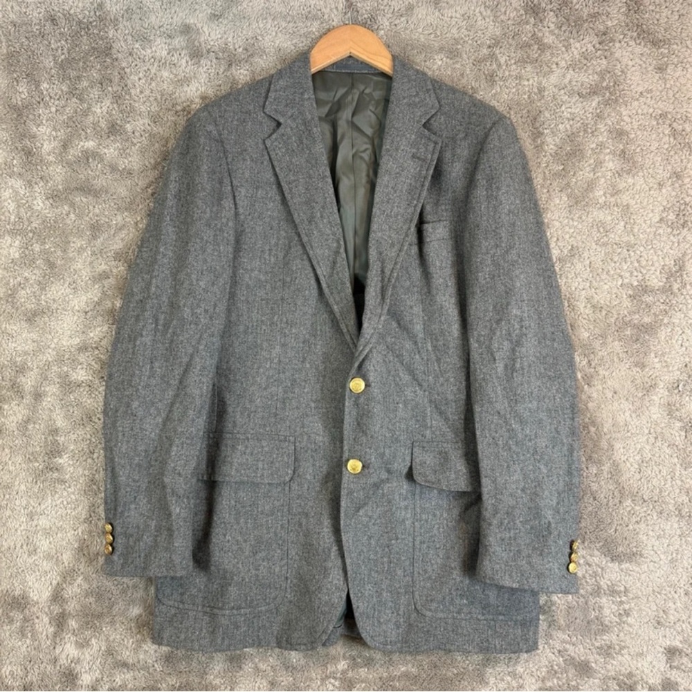 Elegant Charcoal Men's Blazer with Gold Accents